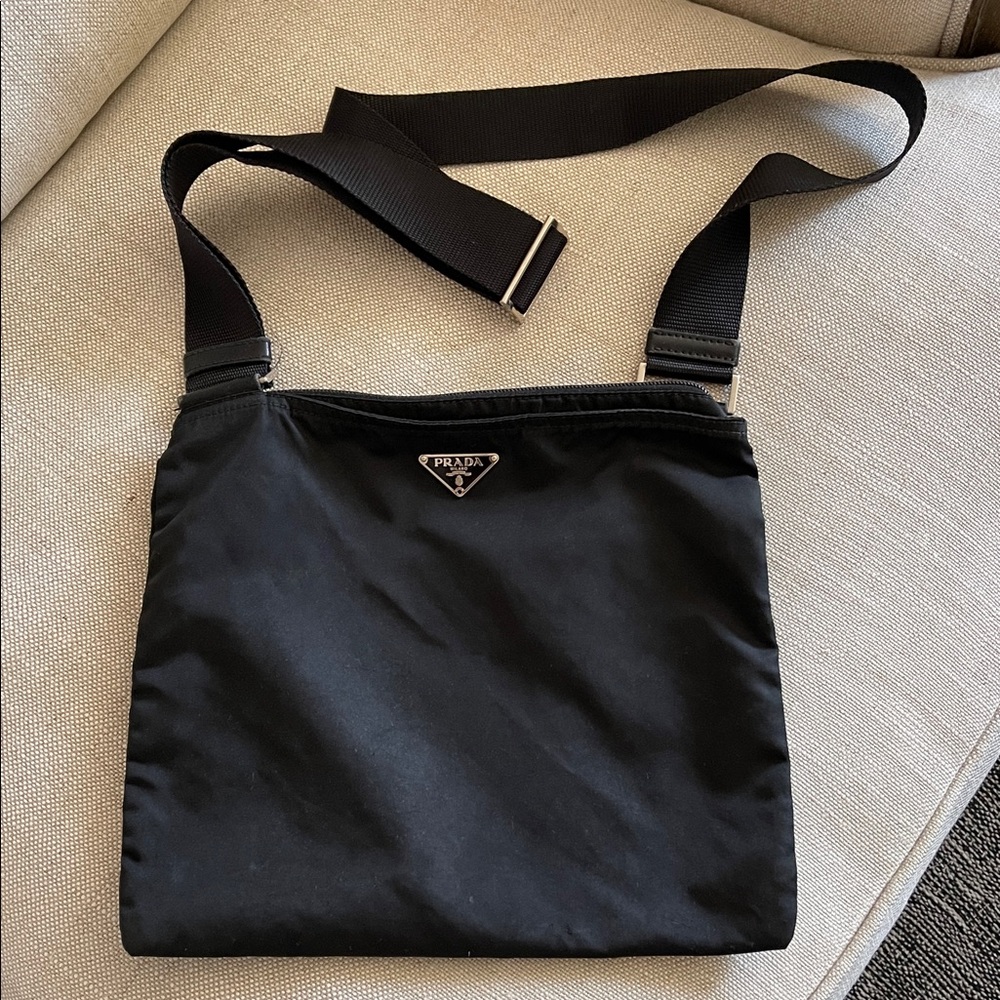Prada Vela Nylon Messenger Bag Black Made in Italy